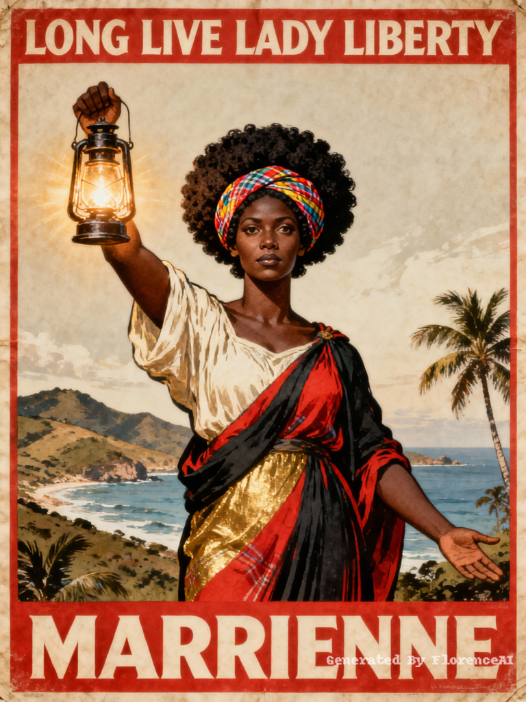 beautiful African-Caribbean woman, striking symmet