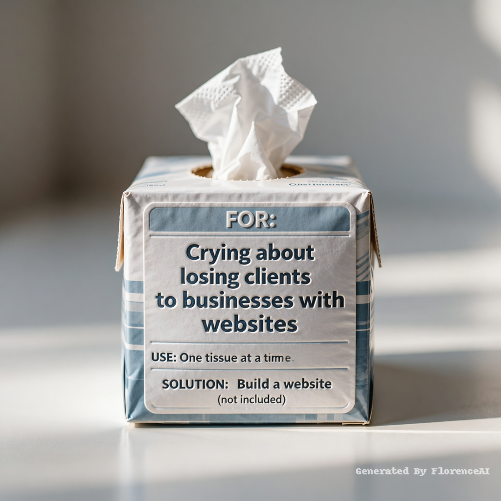 Realistic close-up of a tissue box. The printed la