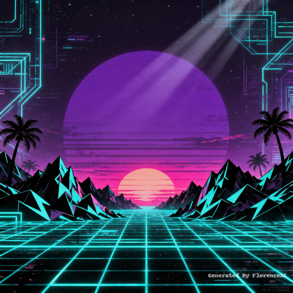 Dark synthwave background, deep purple and black g