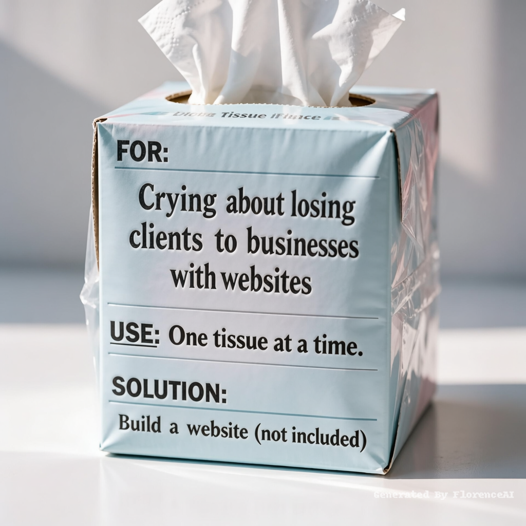 Realistic close-up of a tissue box. The printed la