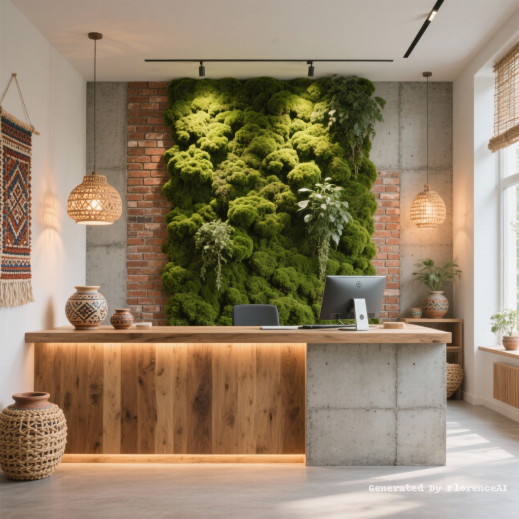 A modern eco-friendly office reception with minima