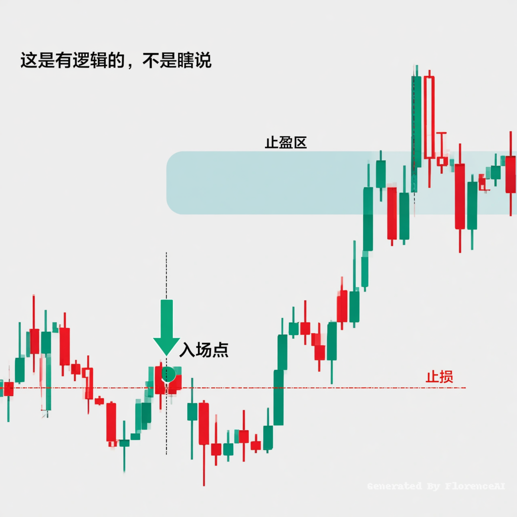 干净的K线图（上涨趋势）
标出：
入场点
止损
止盈区

👉 传达：
“这是有逻辑的，不是瞎说”
