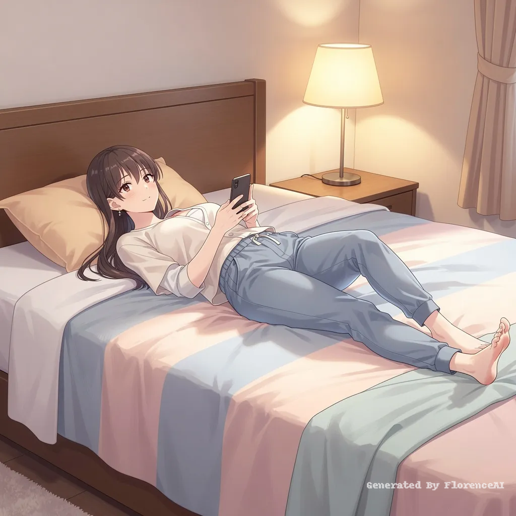 一个二次元少女躺在床上与人性交