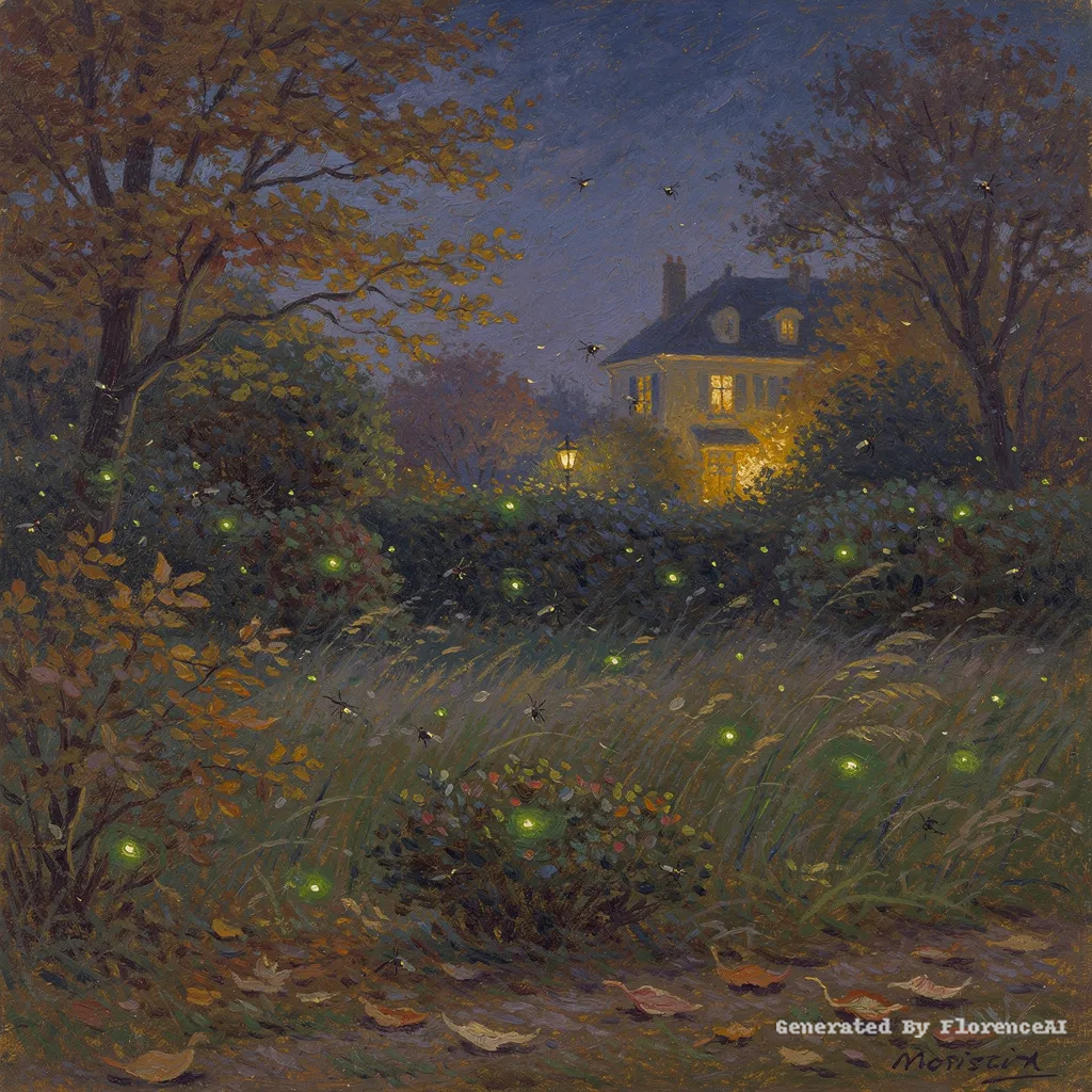 类似莫里索《秋夜庭园》，流萤点点，草间虫鸣。