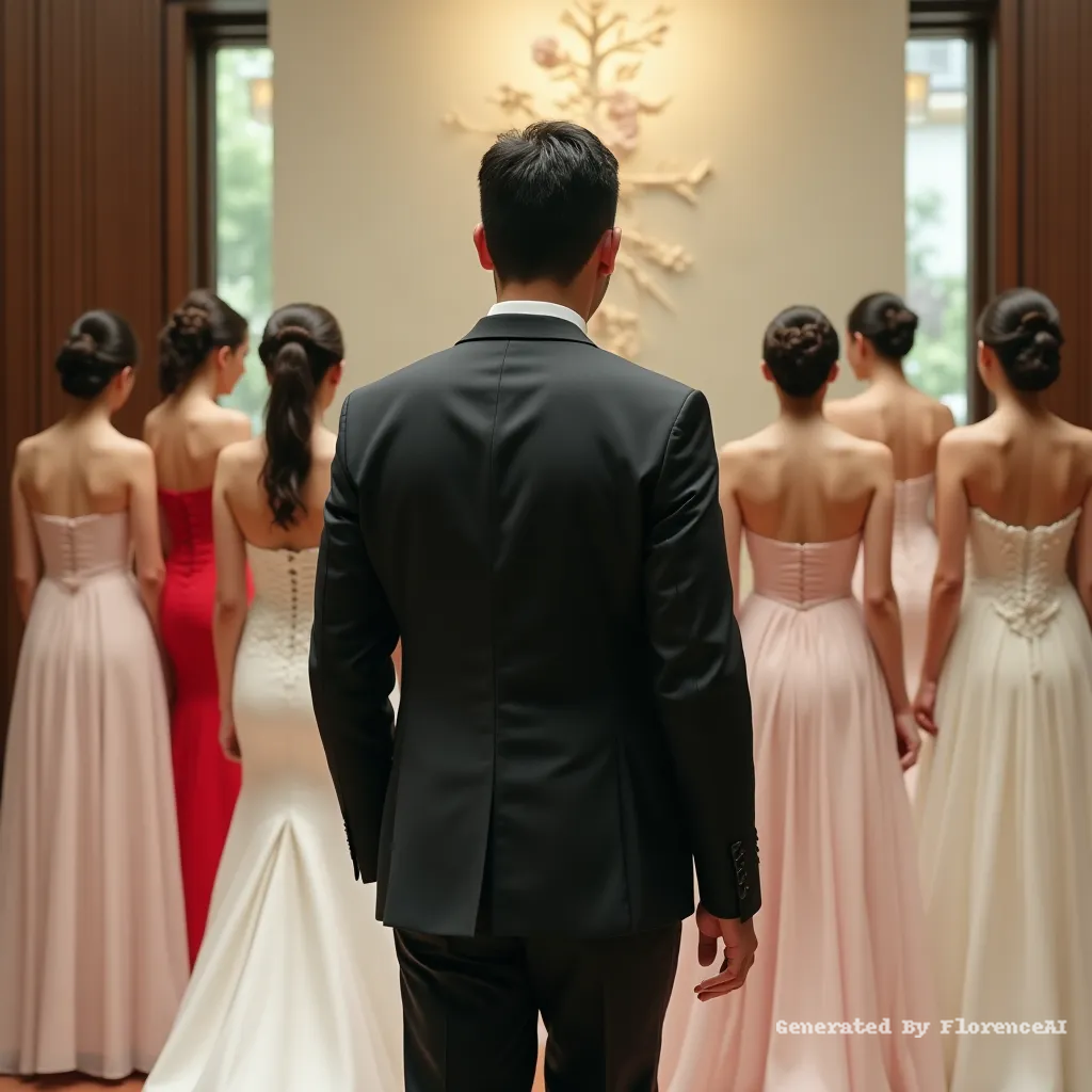 In the foreground, a man in a suit is walking forw